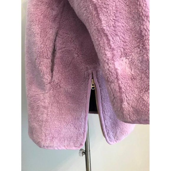 JCrew $228 Zip-Up Teddy Coat M Smoky Wisteria Fleece Faux Fur Jacket J9064 DR - Picture 7 of 7